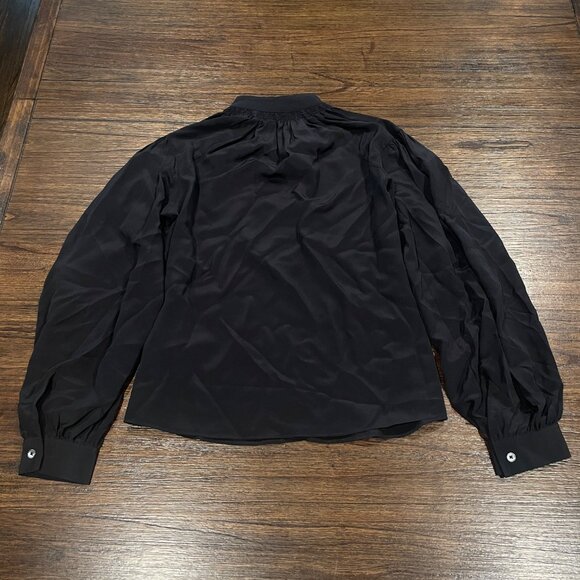 NWT Madewell Sz XS Black Shirred Long Sleeve Top in Silk Relaxed Flowy NT652 - Picture 8 of 12